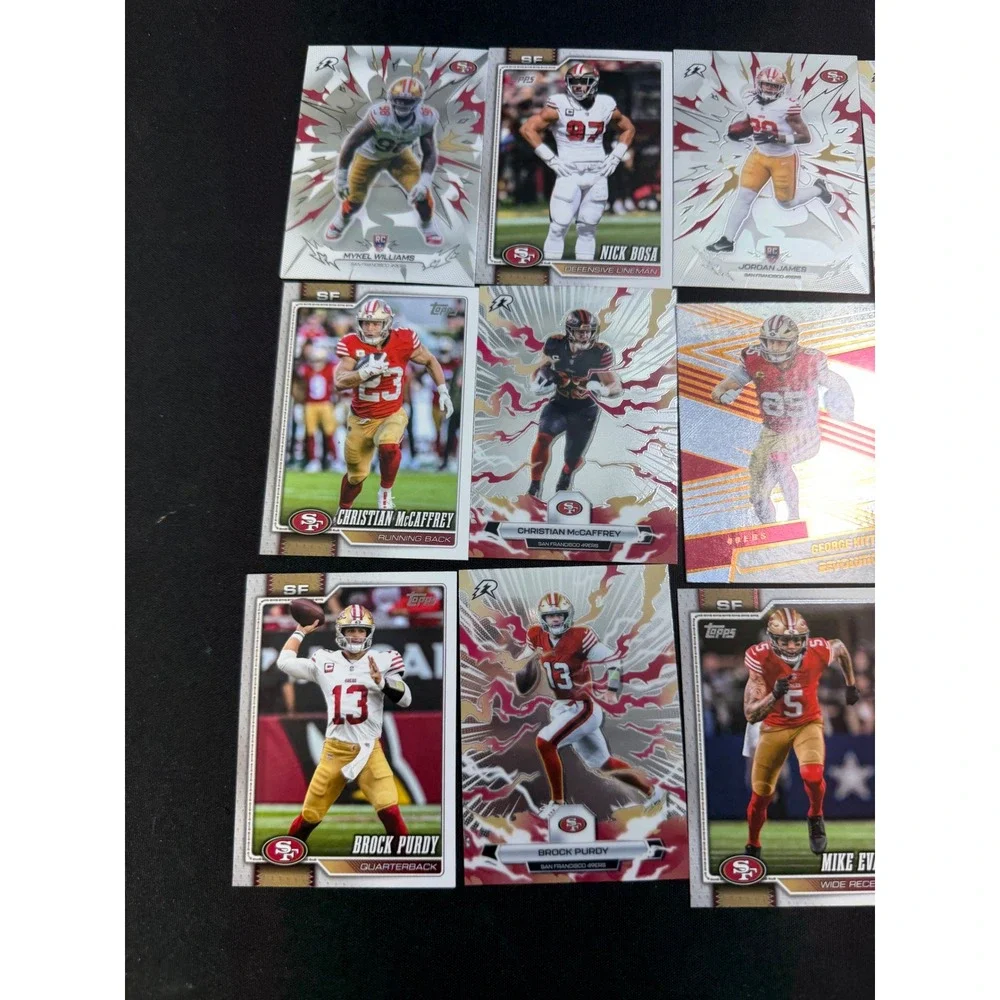 San Francisco 49ers Card Lot (13 Cards) - Brock Purdy, McCaffrey, Kittle, Bosa